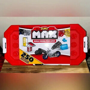 ZURU MAX. BUILD MORE FOR LESS. 250 ACCESSORY PIECES. WHEELS. DOORS. WINDOWS,ETC.